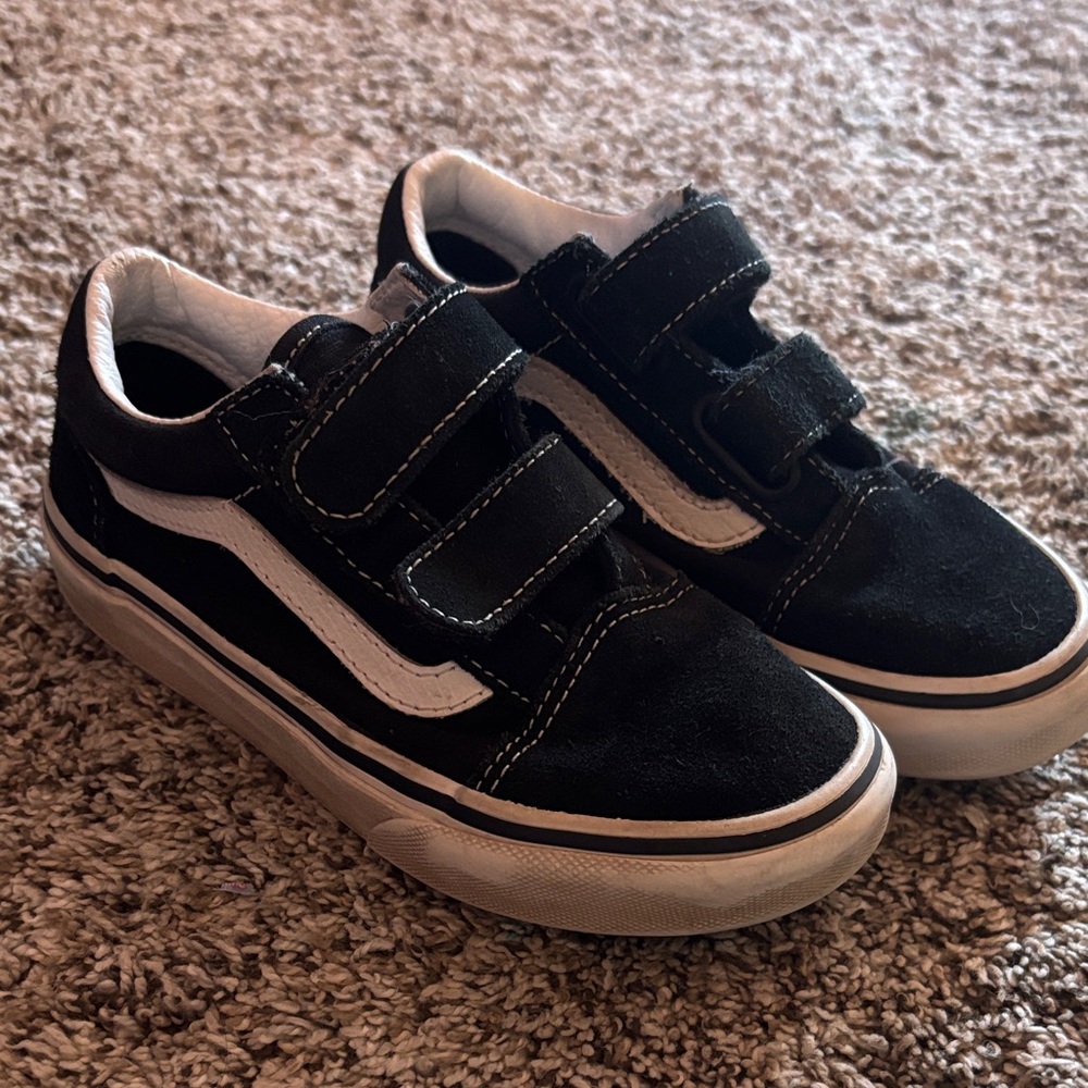 Vans Kids Black and White Velcro Sneakers